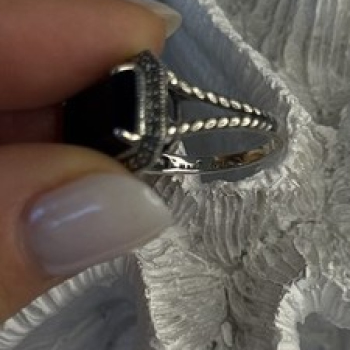 Marc 925 Sterling Silver Black Onyx Ring Size 8
