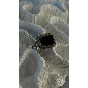 Marc 925 Sterling Silver Black Onyx Ring Size 8