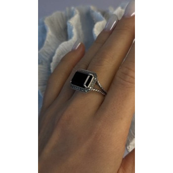Marc 925 Sterling Silver Black Onyx Ring Size 8