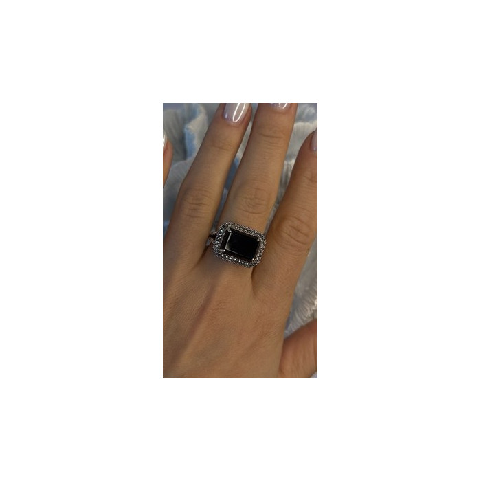 Marc 925 Sterling Silver Black Onyx Ring Size 8