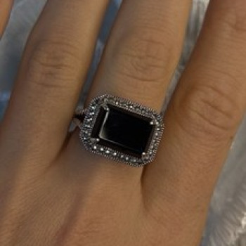 Marc 925 Sterling Silver Black Onyx Ring Size 8
