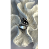 925 Sterling Silver White Mother of Pearl Black Onyx Marcasite Ring Size 8