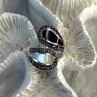 925 Sterling Silver White Mother of Pearl Black Onyx Marcasite Ring Size 8