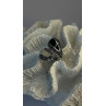925 Sterling Silver White Mother of Pearl Black Onyx Marcasite Ring Size 8