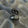 925 Sterling Silver White Mother of Pearl Black Onyx Marcasite Ring Size 8