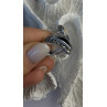 925 Sterling Silver White Mother of Pearl Black Onyx Marcasite Ring Size 8