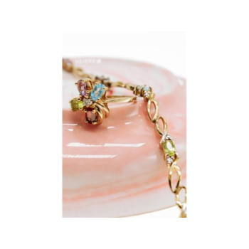 10K YELLOW GOLD AMETHYST, GARNET, TOPAZ, PERIDOT & DIAMOND RING SIZE 6.25