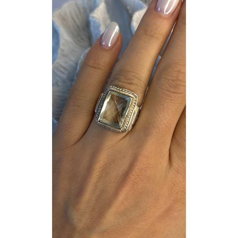Vintage Style 925 Sterling Silver Quartz Stone Ring Size 6