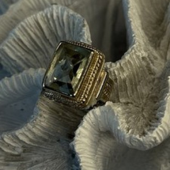 Vintage Style 925 Sterling Silver Quartz Stone Ring Size 6