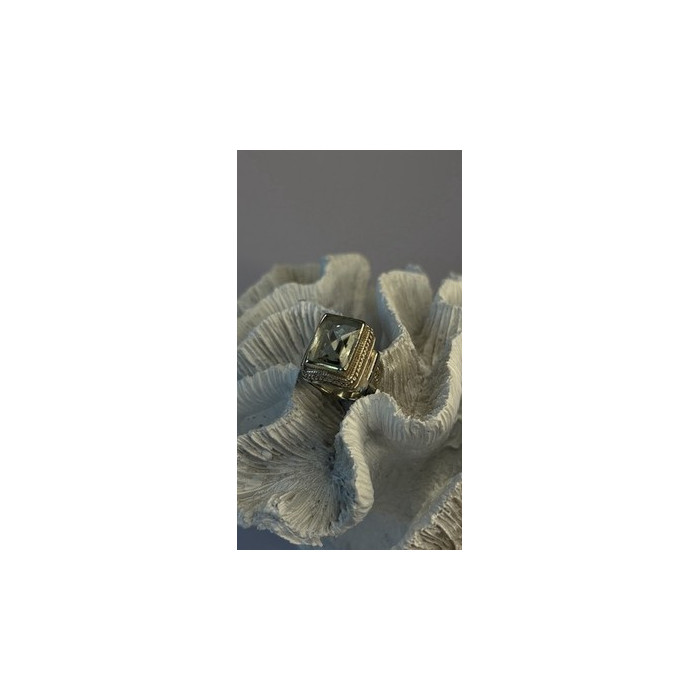 Vintage Style 925 Sterling Silver Quartz Stone Ring Size 6