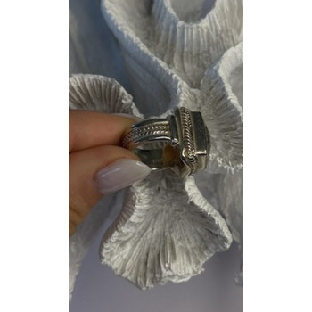 Vintage Style 925 Sterling Silver Quartz Stone Ring Size 6
