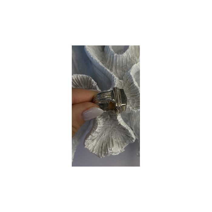 Vintage Style 925 Sterling Silver Quartz Stone Ring Size 6