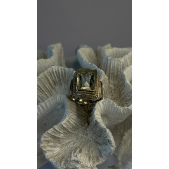 Vintage Style 925 Sterling Silver Quartz Stone Ring Size 6