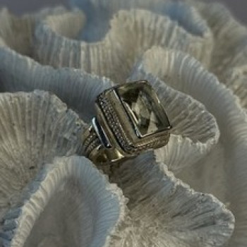 Vintage Style 925 Sterling Silver Quartz Stone Ring Size 6