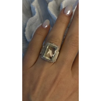 Vintage Style 925 Sterling Silver Quartz Stone Ring Size 6