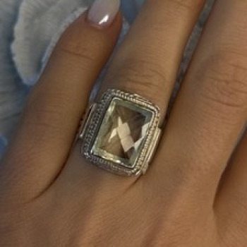 Vintage Style 925 Sterling Silver Quartz Stone Ring Size 6
