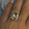 Vintage Style 925 Sterling Silver Quartz Stone Ring Size 6