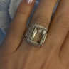 Vintage Style 925 Sterling Silver Quartz Stone Ring Size 6