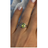 925 Sterling Silver & 10K yellow Gold Part Peridot & Diamonds Ring Size 7