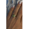 925 Sterling Silver & 10K yellow Gold Part Peridot & Diamonds Ring Size 7