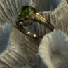925 Sterling Silver & 10K yellow Gold Part Peridot & Diamonds Ring Size 7