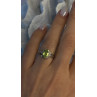 925 Sterling Silver & 10K yellow Gold Part Peridot & Diamonds Ring Size 7
