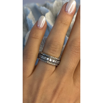 Spinner 925 Sterling Silver White Colorless Topaz Ring Size 7