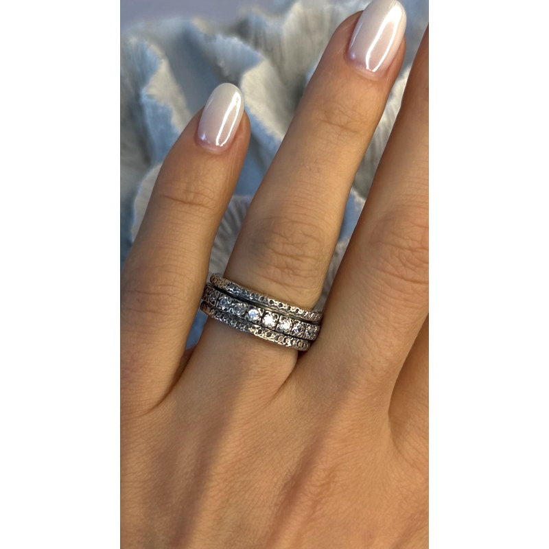 Spinner 925 Sterling Silver White Colorless Topaz Ring Size 7