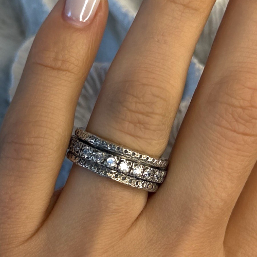 Spinner 925 Sterling Silver White Colorless Topaz Ring Size 7