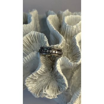Spinner 925 Sterling Silver White Colorless Topaz Ring Size 7