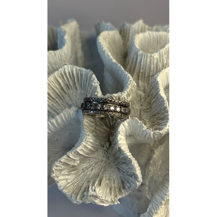 Spinner 925 Sterling Silver White Colorless Topaz Ring Size 7