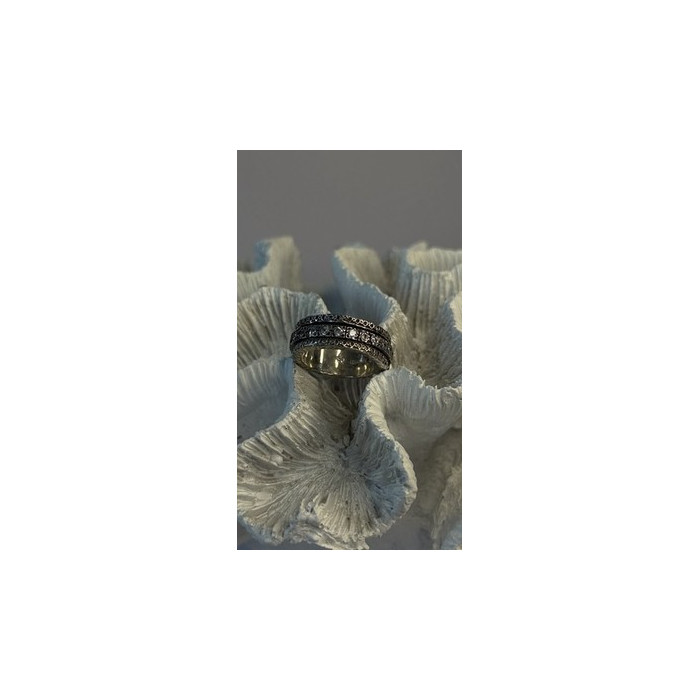Spinner 925 Sterling Silver White Colorless Topaz Ring Size 7