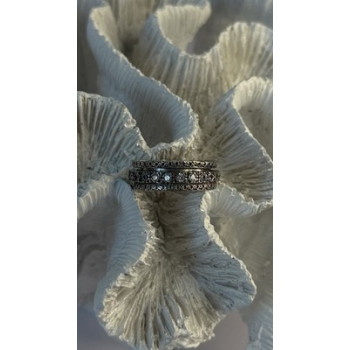 Spinner 925 Sterling Silver White Colorless Topaz Ring Size 7