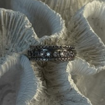 Spinner 925 Sterling Silver White Colorless Topaz Ring Size 7