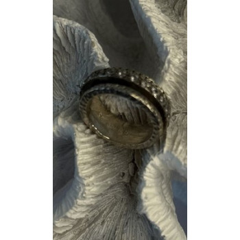 Spinner 925 Sterling Silver White Colorless Topaz Ring Size 7
