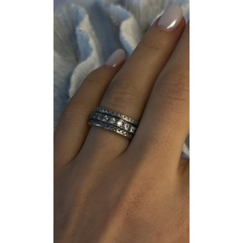 Spinner 925 Sterling Silver White Colorless Topaz Ring Size 7