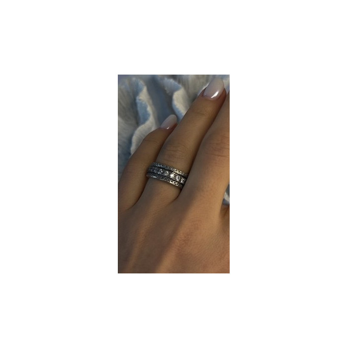 Spinner 925 Sterling Silver White Colorless Topaz Ring Size 7