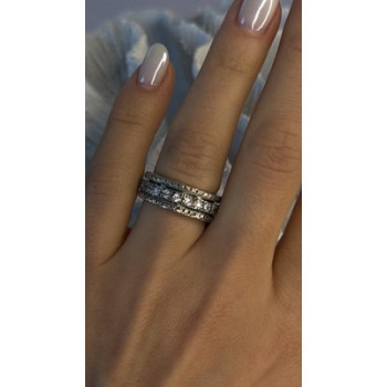 Spinner 925 Sterling Silver White Colorless Topaz Ring Size 7