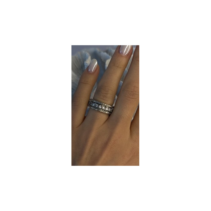 Spinner 925 Sterling Silver White Colorless Topaz Ring Size 7