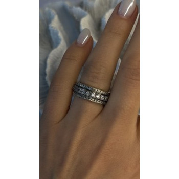 Spinner 925 Sterling Silver White Colorless Topaz Ring Size 7
