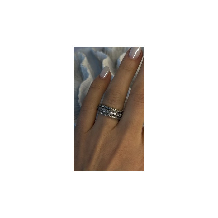 Spinner 925 Sterling Silver White Colorless Topaz Ring Size 7