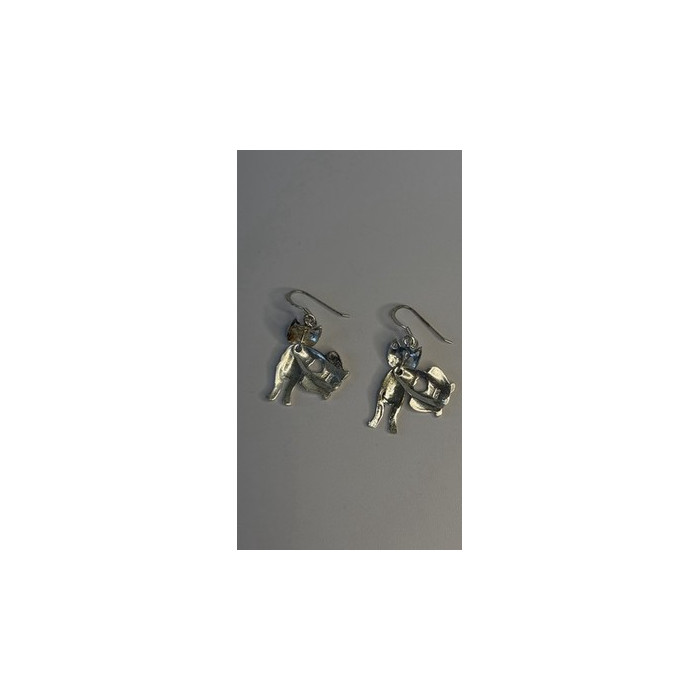 Dangle 925 Sterling Silver Cat Earrings Head allows for movement