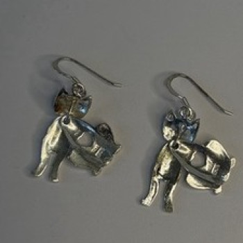 Dangle 925 Sterling Silver Cat Earrings Head allows for movement