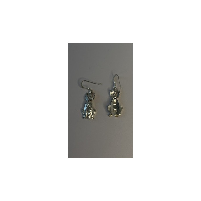 Dangle 925 Sterling Silver Cat Earrings Head allows for movement