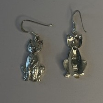 Dangle 925 Sterling Silver Cat Earrings Head allows for movement
