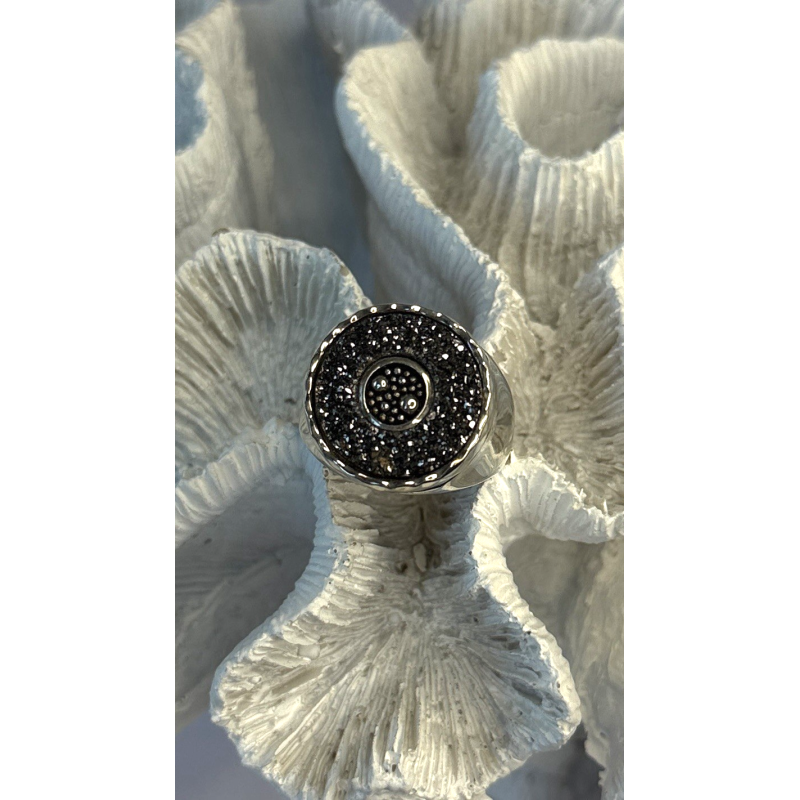 Michael Dawkins Starry Night 925 Sterling Silver Black Druzy Quartz Ring Size 9