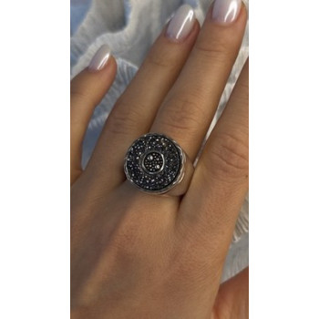 Michael Dawkins Starry Night 925 Sterling Silver Black Druzy Quartz Ring Size 9