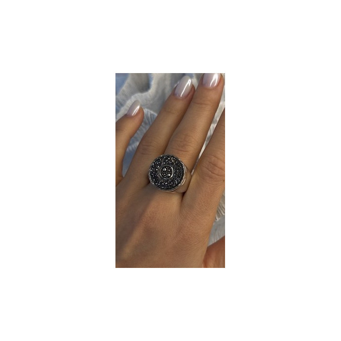 Michael Dawkins Starry Night 925 Sterling Silver Black Druzy Quartz Ring Size 9