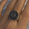 Michael Dawkins Starry Night 925 Sterling Silver Black Druzy Quartz Ring Size 9