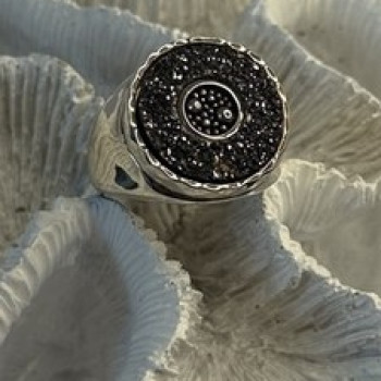 Michael Dawkins Starry Night 925 Sterling Silver Black Druzy Quartz Ring Size 9